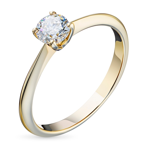14K Yellow Gold Ring with 1 Round-Cut Lab-Created Diamond 0.775 CT.TW