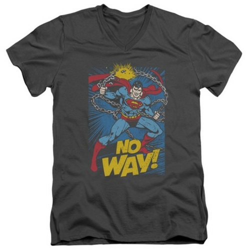 Trevco Dc-No Way - Short Sleeve Adult 30-1 Tee V-Neck - Charcoal- Smal