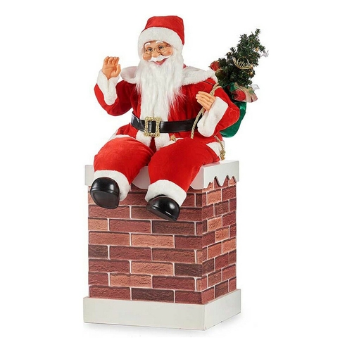 Father Christmas Fireplace White Brown Red Wood Plastic 100 x 40 x 35