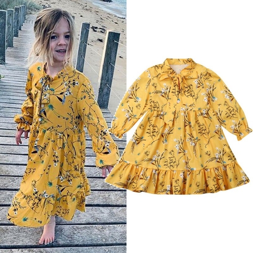 Pudcoco Autumn Kids Girl Long Sleeve Floral Print