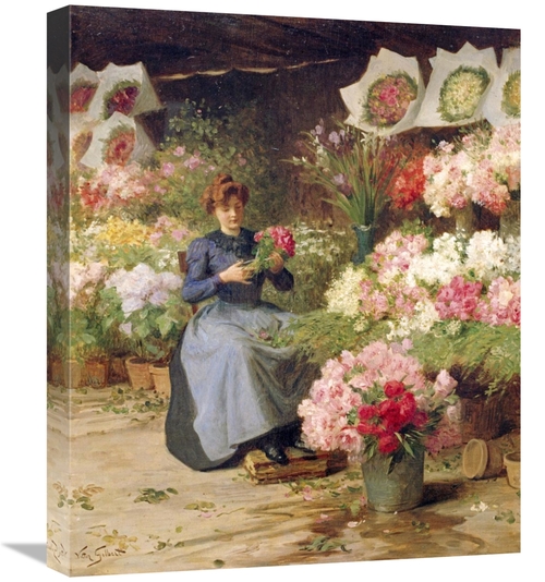 Global Gallery GCS-266389-22-142 22 in. Flower Seller Behind the Madel
