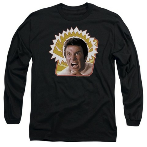 Trevco Star Trek-Khaaaaaan - Long Sleeve Adult 18-1 Tee - Black- Large
