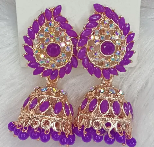 Women's TRADITIONAL WEDDING DESIGN KUNDAN STONE WORK JHUMKA Color