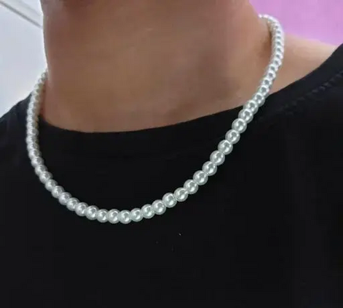 19th July Onyx Mother Pearls Choker Necklace for Men