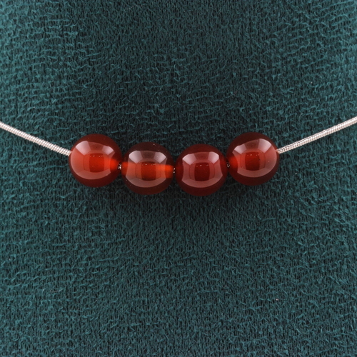 Red Agate 4 beads necklace 8 mm. 