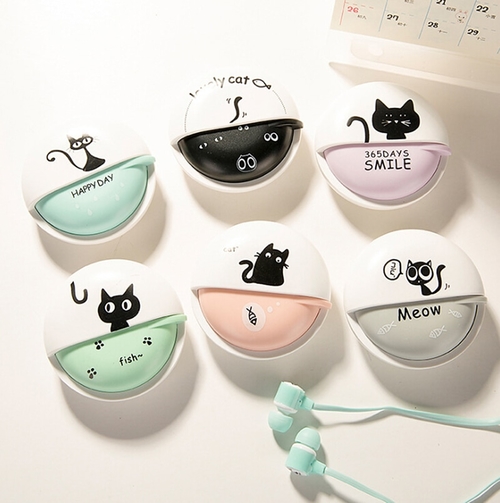 Cute Cat Cartoon Earphone 3.5mm In ear Stereo With