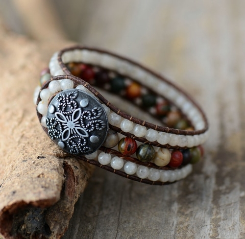 Exquisite Boho Cuff Bracelet Labradorite Japser