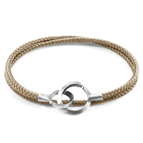 Sand Brown Montrose Silver and Rope Bracelet