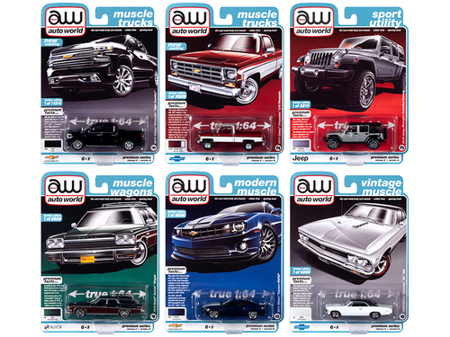Autoworld Muscle Cars Premium 2020 Release 2, Set B of 6 pieces 1/64