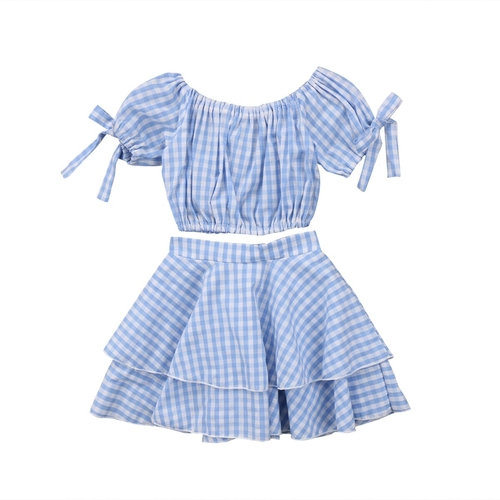 Bow Sleeve Formal Plaid Kids Baby Girl Plaid