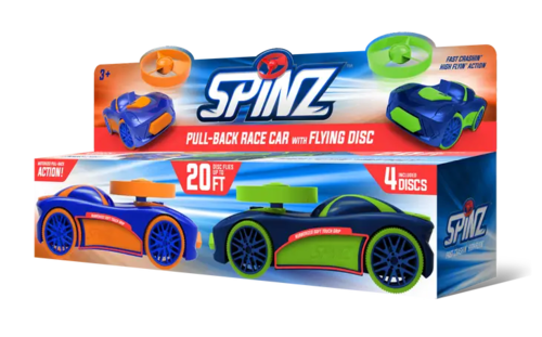 Spinz Pull Back Race Car with Flying Discs (2 Pack Assortment)