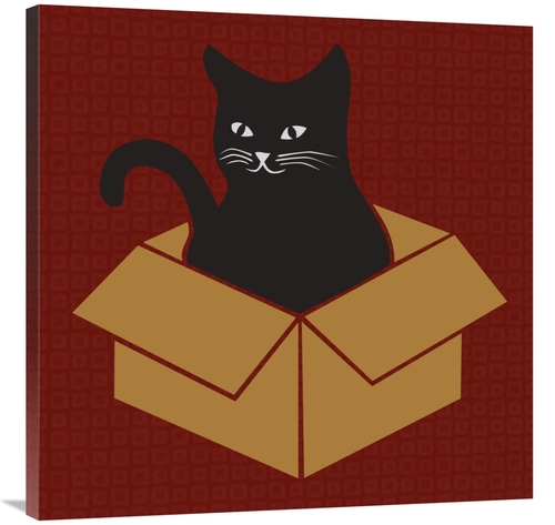 Global Gallery GCS-458110-3636-142 36 x 36 in. Cat in a Box - Red Art 