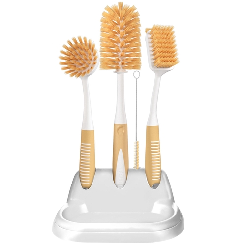 Dish Brush Set of 5 with Convenient Holder Bottle Water Brush Dish