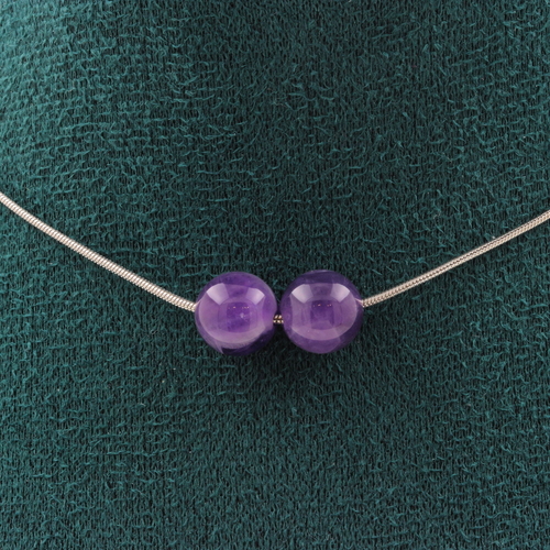 Amethyst 2 beads  8 mm necklace. 