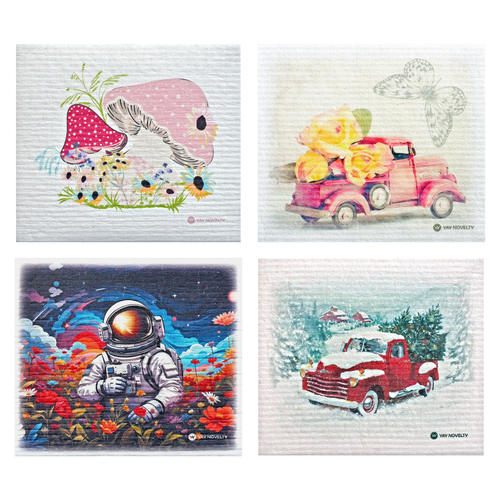 12 Pack Eco Friendly Swedish Dishcloth Whimsical