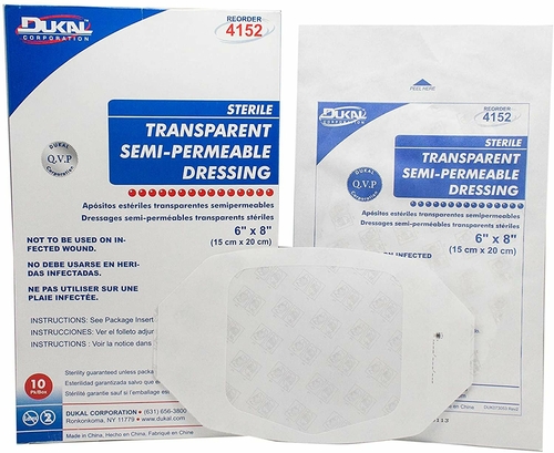 Case of 10 Semi-Permeable Dressings. Sterile Transparent Film