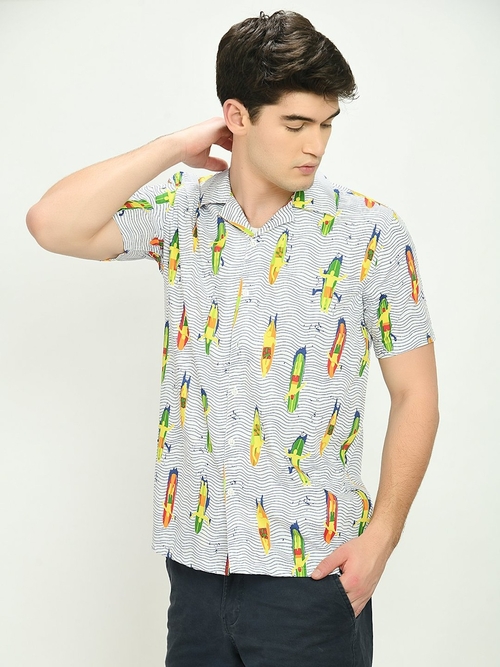 Surface Blue Line Pattern Casual Shirt (Size-XL) (Color-MULTICOLOR)
