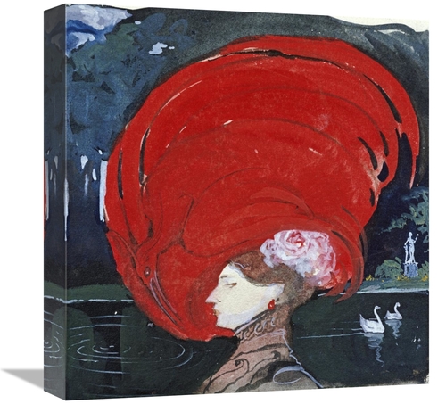 Global Gallery GCS-267253-16-142 16 in. A Lady in a Large Red Hat Art 