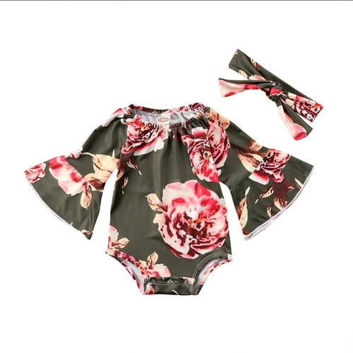 2PCS Newborn Toddler Baby Girl Floral Pattern