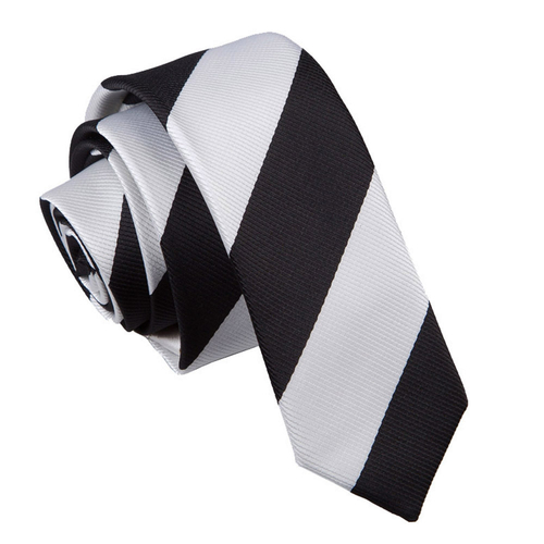 Striped Skinny Tie - Black & White
