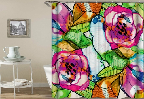 Full Of Colors Flowers And Leaves Shower Curtain