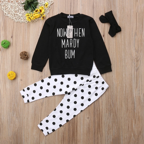 3Pc Newborn Baby Kid Girl Long Sleeve Outfits