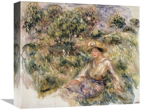 Global Gallery GCS-279630-16-142 16 in. Woman in Blue Hat Sitting on t