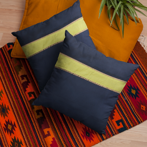 Stylish solid navy blue cushion cover