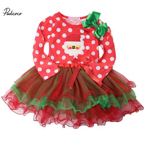 Cute Baby Girl Santa Claus Baby Toddler Dress Long