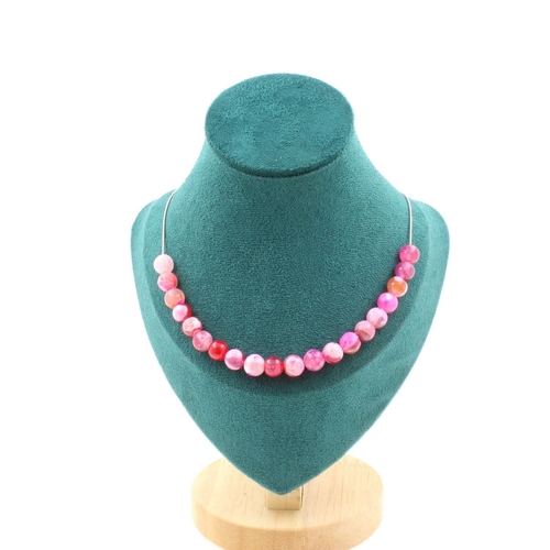 Red cracked Agate 20 bead necklace 8 mm