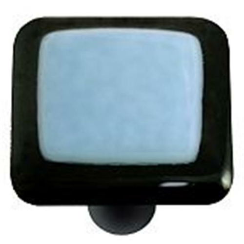 Hot Knobs HK5005-KB Black Border with Powder Blue Square Glass Cabinet