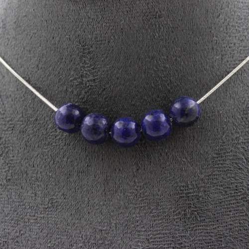 Lapis Lazuli 8 mm 5 beads necklace.