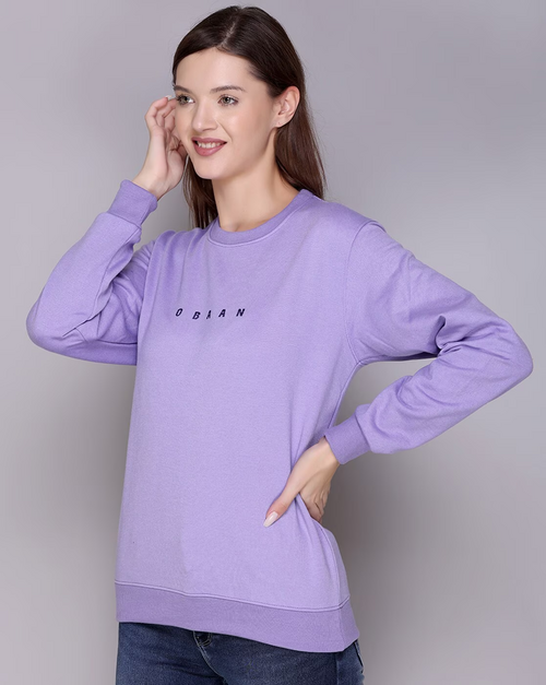 Typographic Print Round-Neck Sweatshirt LAVENDER