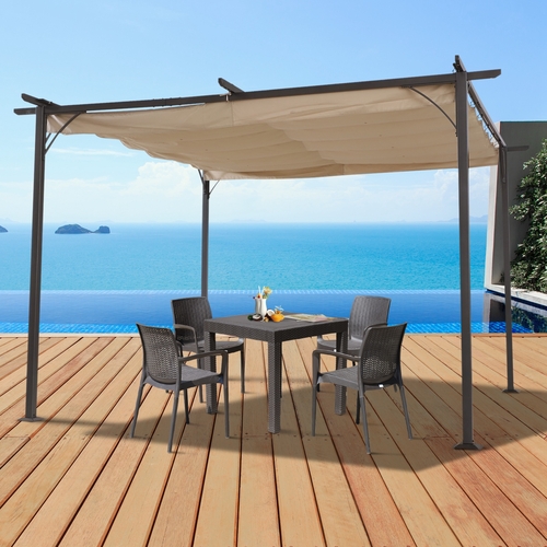 Outsunny 11.5‚Äô Outdoor Pergola Gazebo Retractable Sun Shade Covered 