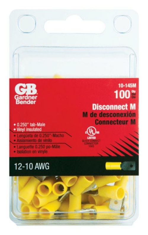 Gardner Bender 10-145M Disconnect Male - Vinyl-Insulated Barrel  12-10