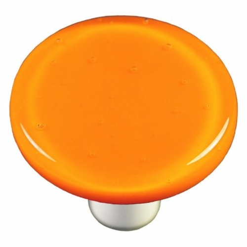 Hot Knobs HK1009-KRA Pumpkin Orange Round Glass Cabinet Knob - Aluminu