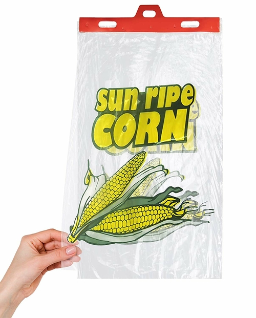 Pack of 500 Corn Bags on Plastic Header 13 x 22 + 2 LP. Low Density