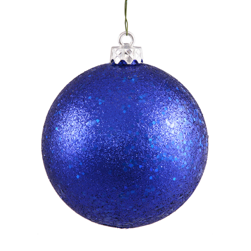 Cobalt Blue Sequin Drilled Cap Ball Ornament, 8 in.