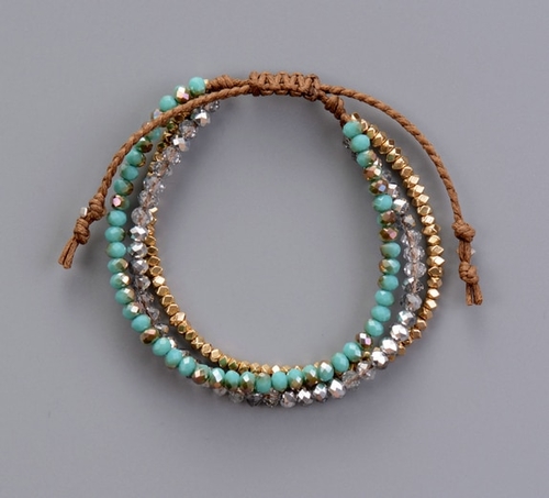 Fashion Bling Crystals Gold Color Beads Cord