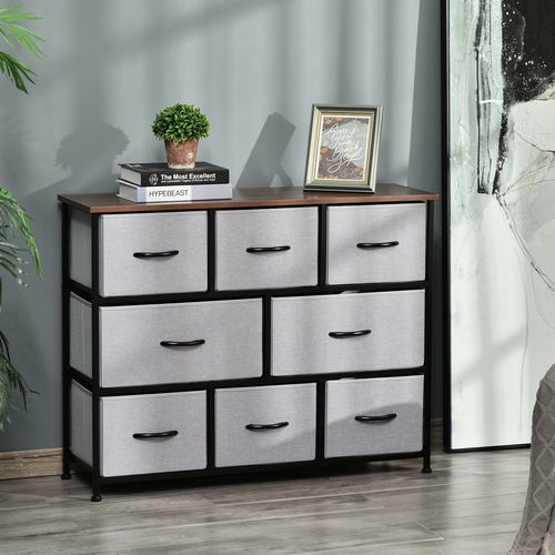 HOMCOM 8-Drawer Dresser, 3-Tier Fabric Chest of Drawers, Storage Tower