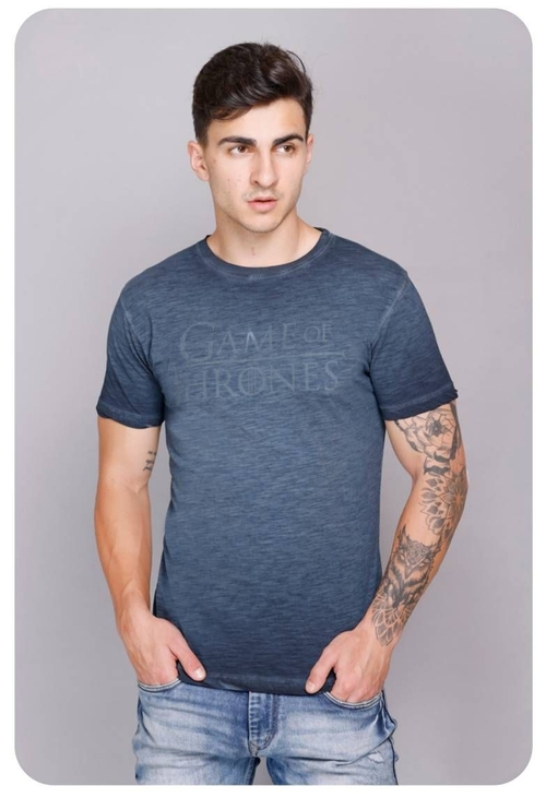 Men Graphic Print Round Neck Cotton Blend  T-Shirt (Size-S)