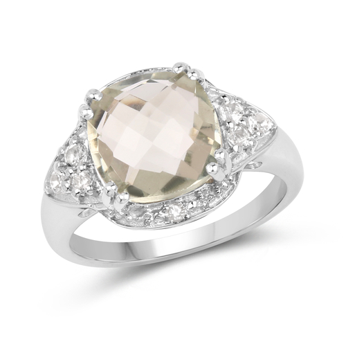 3.58 Carat Genuine Green Amethyst and White Topaz .925 Sterling Silver