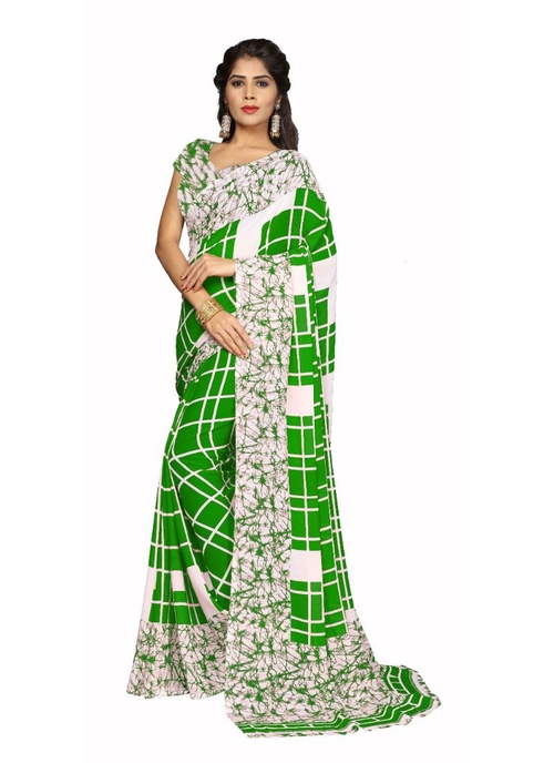 Green Color Faux Georgette  Saree