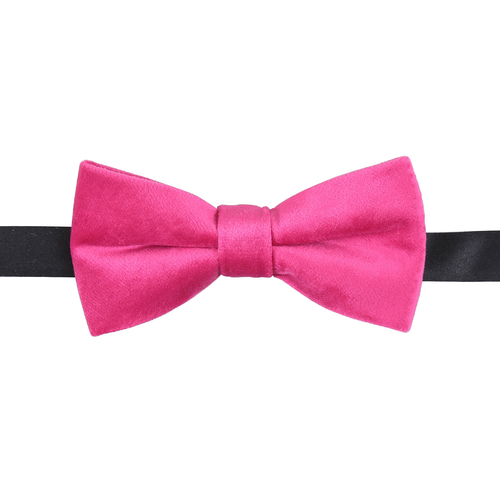 Plain Velvet Pre-Tied Bow Tie - Hot Pink