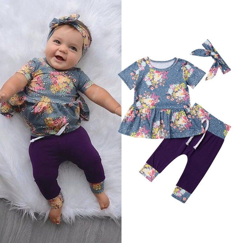 Fashion Toddler Kids Baby Girls Summer Sets Floral