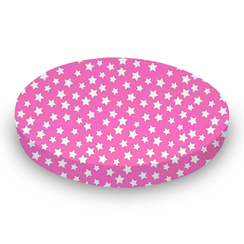 SheetWorld Fitted Round Crib Sheet - 100% Cotton Woven - Primary Stars