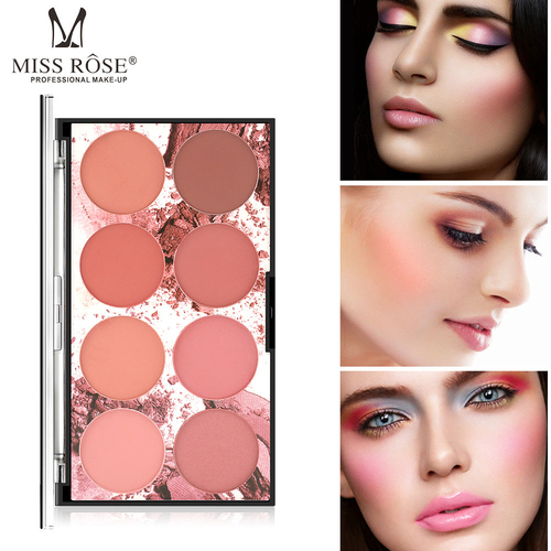 Miss Rose Eight Color Blush Palette Matte Long Lasting Sun Red Natural