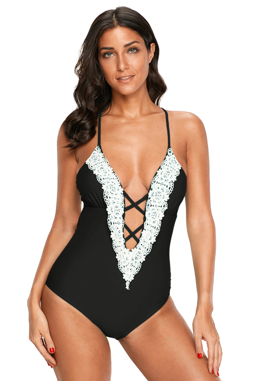 Crochet Deep V Neck Maillot