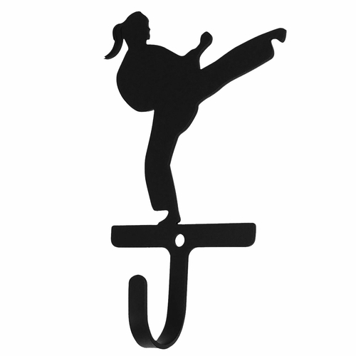 Wrought Iron Karate Girl Wall Hook Small