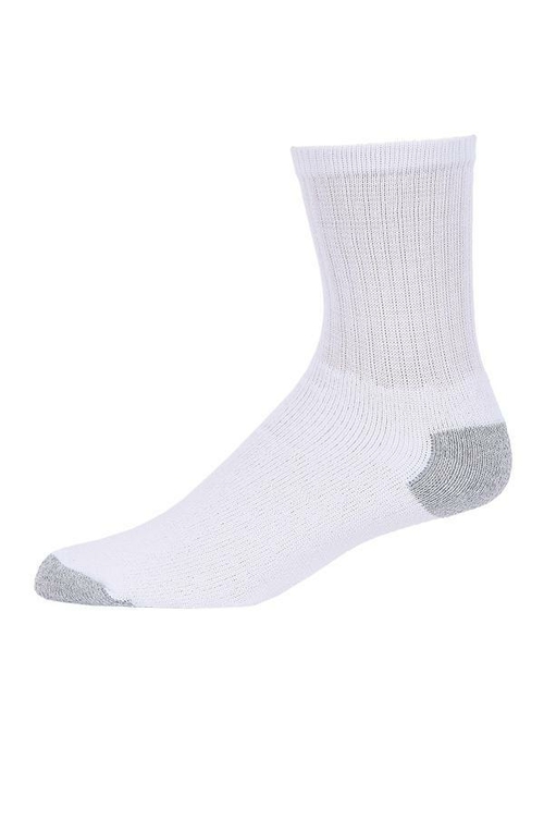 Stretch Knit Cotton Crew Sport Socks - White, 9-11